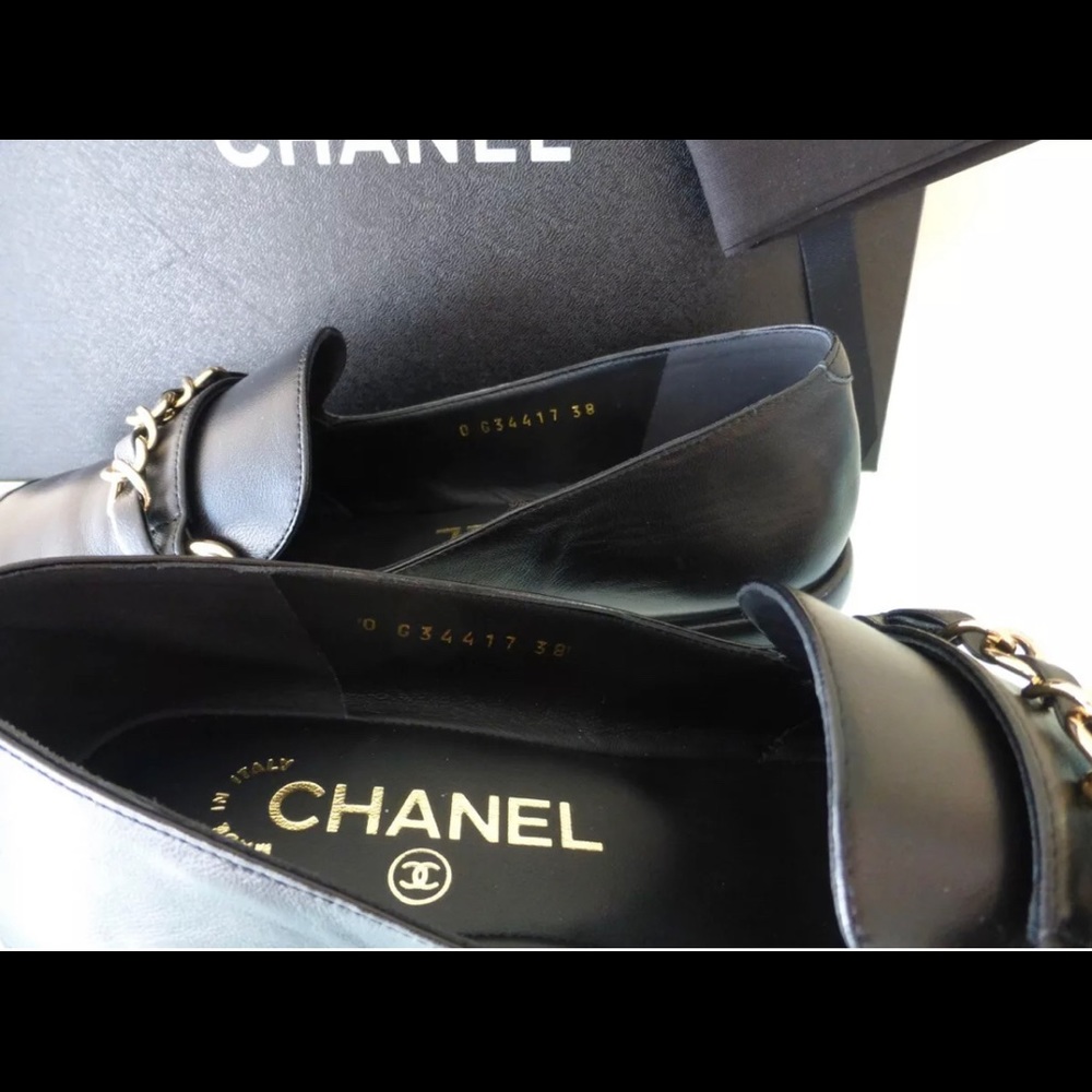NIB CHANEL Loafers dress SHOES w/dust bag sz 38 Italy AUTHENTIC - Picture 4 of 12